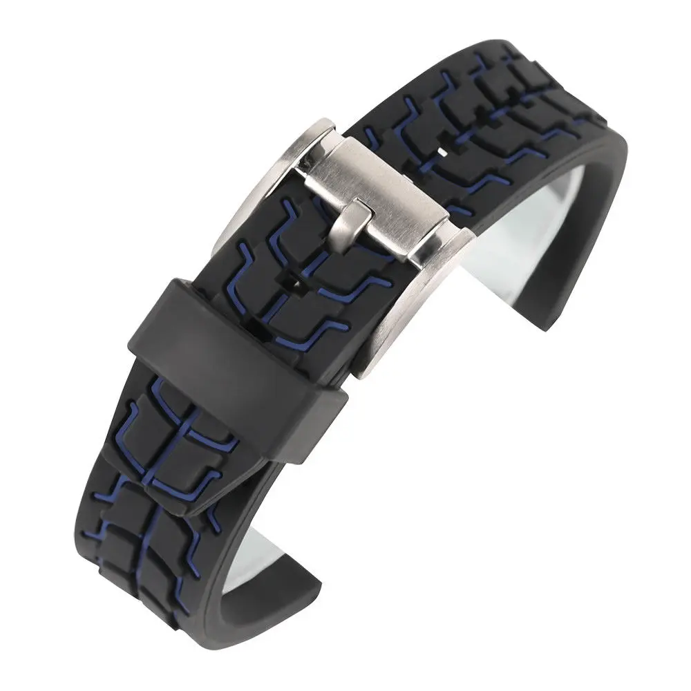 Shelhard Silicone Dual Color Watch Band Strap 20mm 22mm 24mm Waterproof Universal Watchband Strap Wrist Belt Bracelet