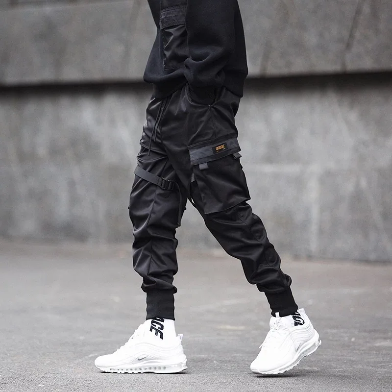 Hip Hop Black Pencil Pants Men Cargo Pants Streetwear Men Pockets Harem Joggers 2019 Spring Fashion 3
