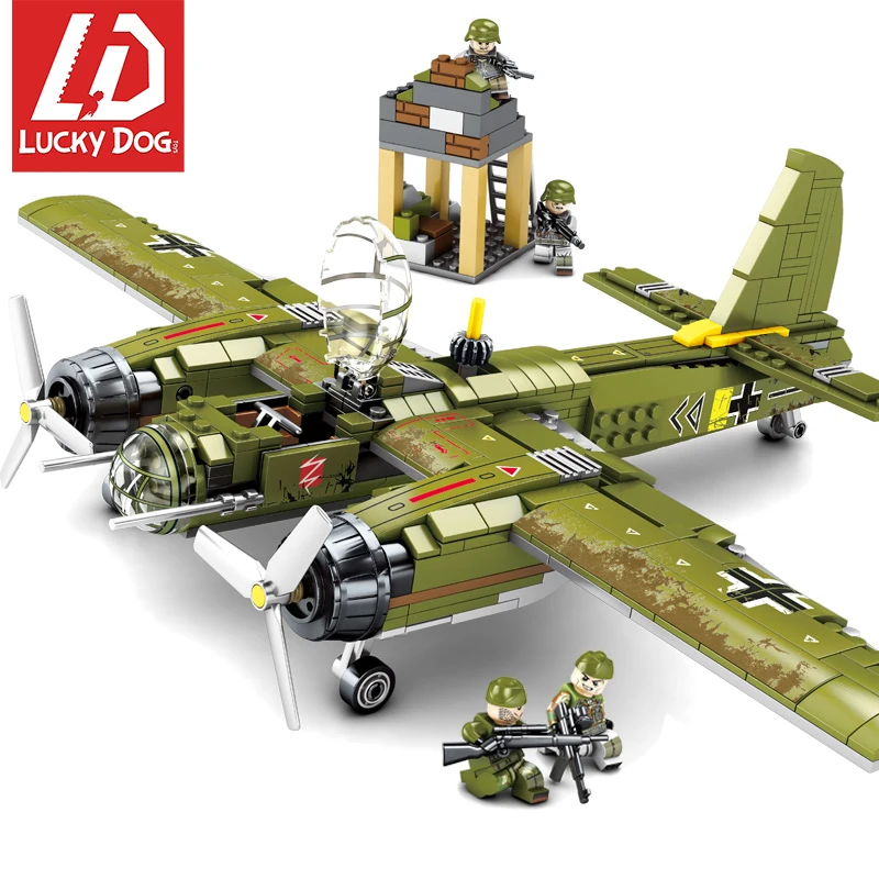 

559 pcs Military Building Blocks Ww2 Bombing Airplane Compatible with LegoiNGly Army Vehicle Toys for Children Boy