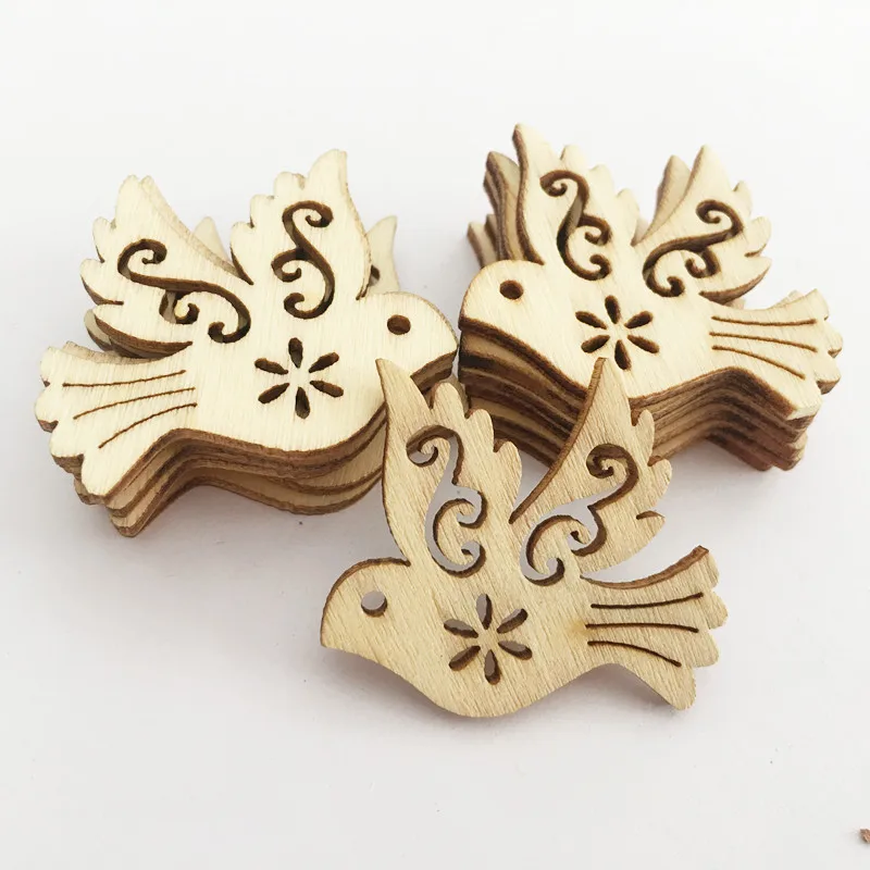 

50pcs high quality New design bird die cutting wood Angle DIY scrapbook Wood chip Wedding decoration