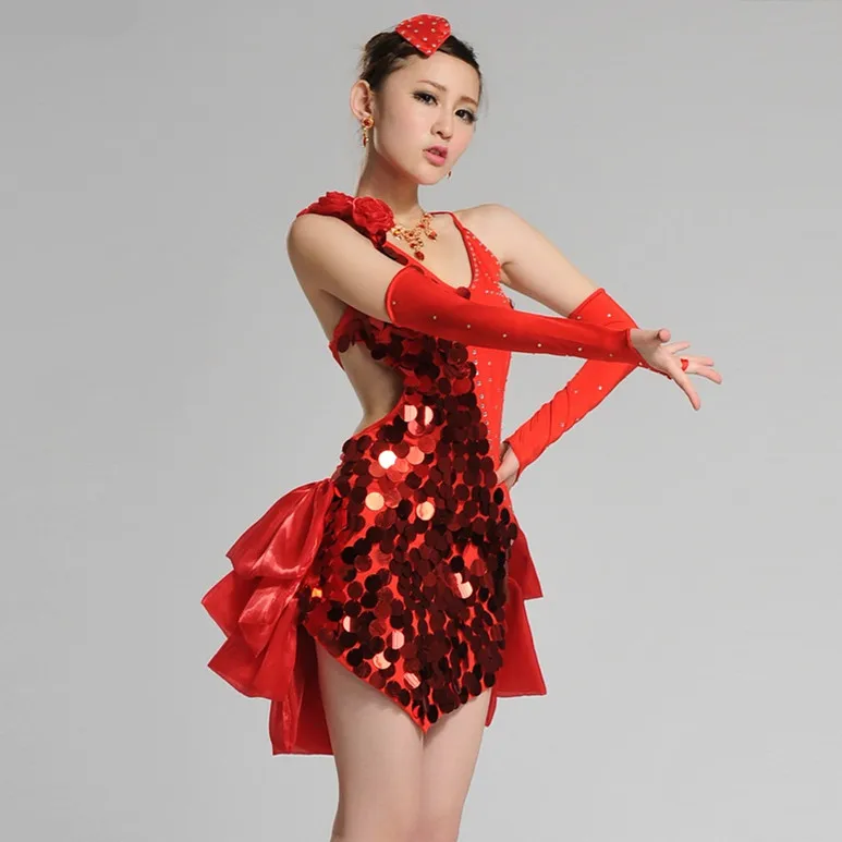 

new woman fashion Tuxedo Latin dance dress customize girls blue/red sequins Rumba Samba tango dance costumes competition dress