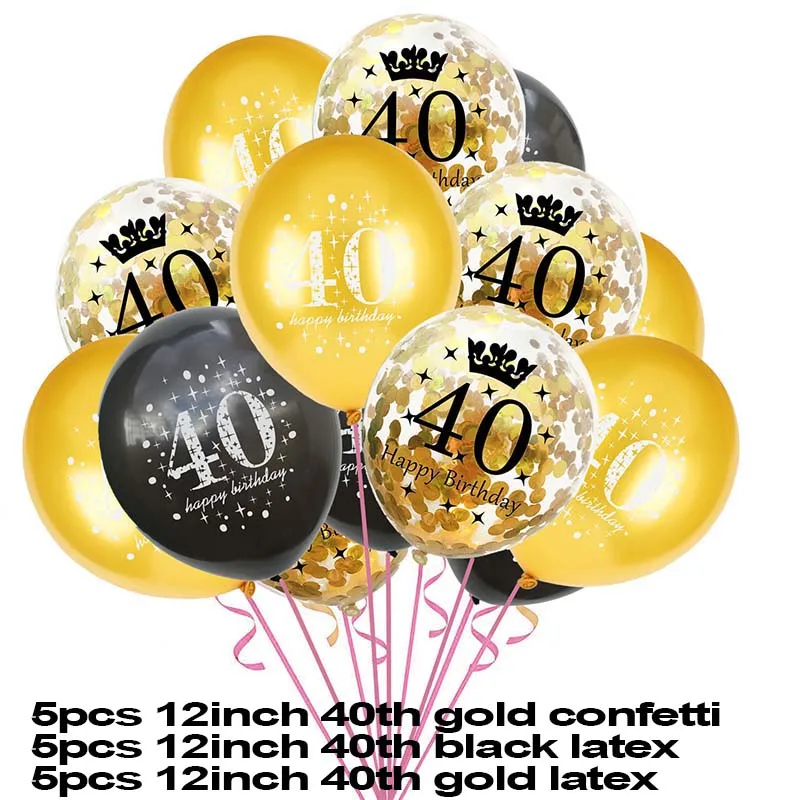 5 шт 12 дюймов 16/18/30/40/50th конфетти воздушные шары для дня рождения вечерние шар