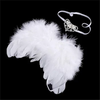 

Baby Lovely girl Angel Wing Newborn Photography Prop Set kids Angel Fairy Feather Wing Set Elasticity Headband Photo Prop Flower