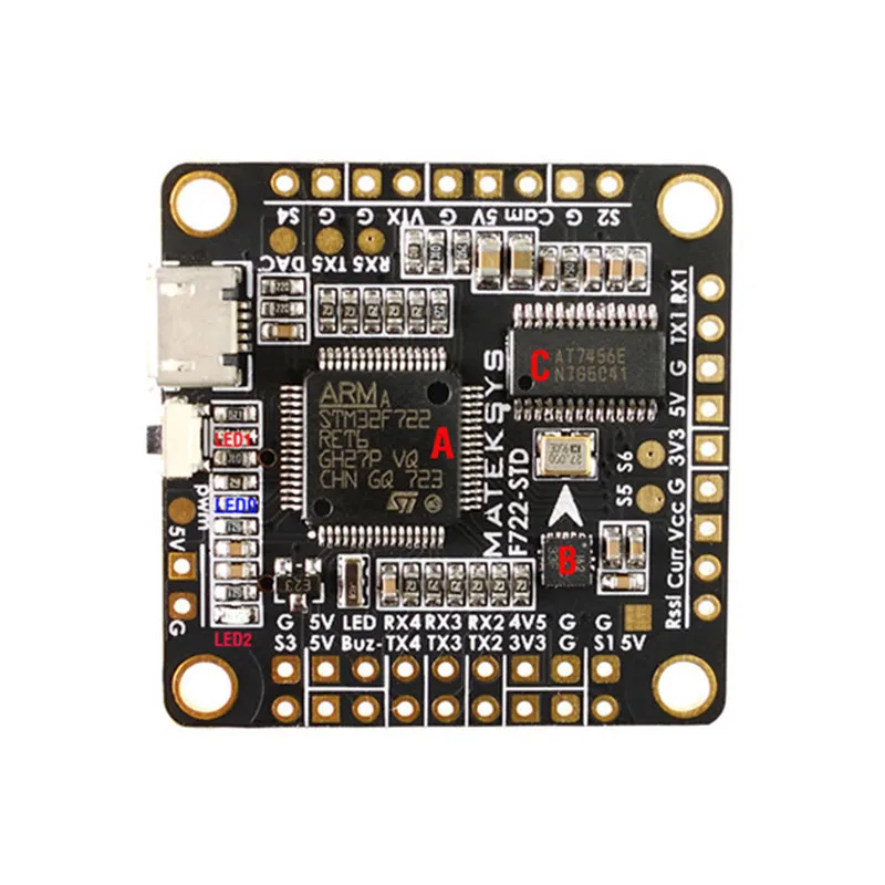 Контроллер полета Matek System F7 STM32F722RE ICM20602 BMP280 BFOSD Blackbox слот карты Micro SD DShot ESC|Детали и