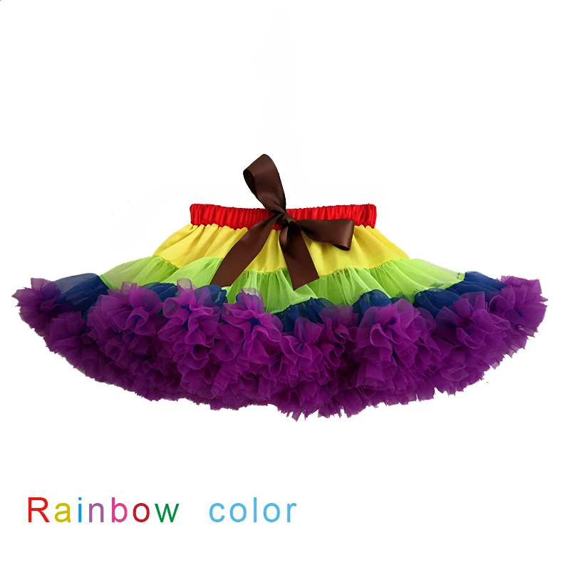 

Rainbow-colored fluffy chiffon tutu, birthday party princess pettiskirt, festive celebration skirt, dance performance skirt