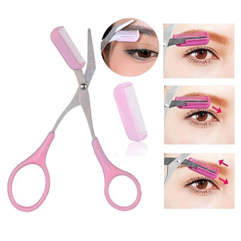 1 pcs Eyebrow Enhancer Waterproof Trimmer Scissor With Comb Remover