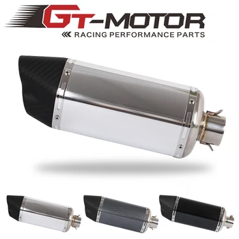 

GT Motor - 51mm Motorcycle Exhaust Stainless Steel Muffler Pipe Double Air Outlet Length 380mm/14.9inch