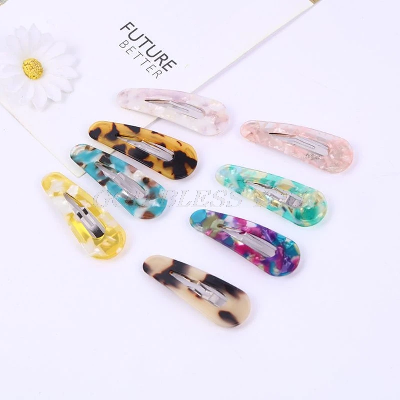 Korean Vintage Tortie Water Drop BB Hair Clip Women Girl Contrast Color Leopard Acetate Acrylic Hairpin Side Bangs Snap Barrette Korean Vintage Tortie Water Drop BB Hair Clip Women Girl Contrast Color Leopard Acetate Acrylic Hairpin Side Bangs Snap Barrette