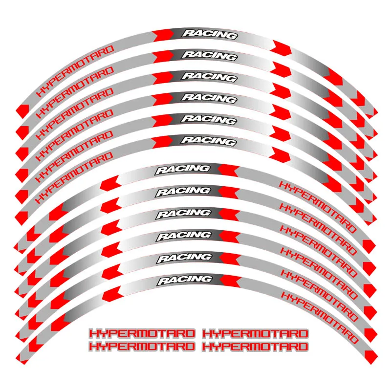 Мотоциклетные Светоотражающие Обода Колеса наклейки-полоски, наклейка для Ducati HYPERMOTARD 1100/S/EVOSP 796 821/821SP HYPERSTRADA 939SP/STRADA - Цвет: B Red