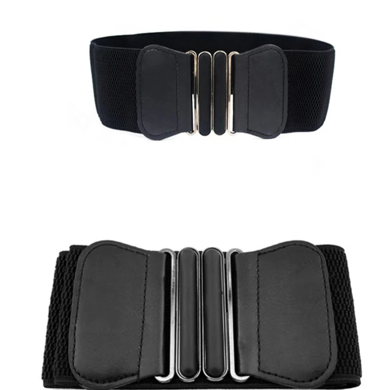 New Design Cummerbund HOT Wide PU Leather Cummerbunds Punk Elastic Belt Square Buckle Dress Decorate Waistband Women Strap