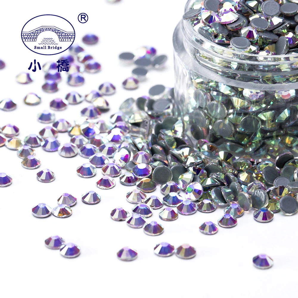 

White AB Round Crystal Hotfix Rhinestones Glitter Decorative Flatback Rhinestones Colorful DMC Rhinestones For Clothing T001AB
