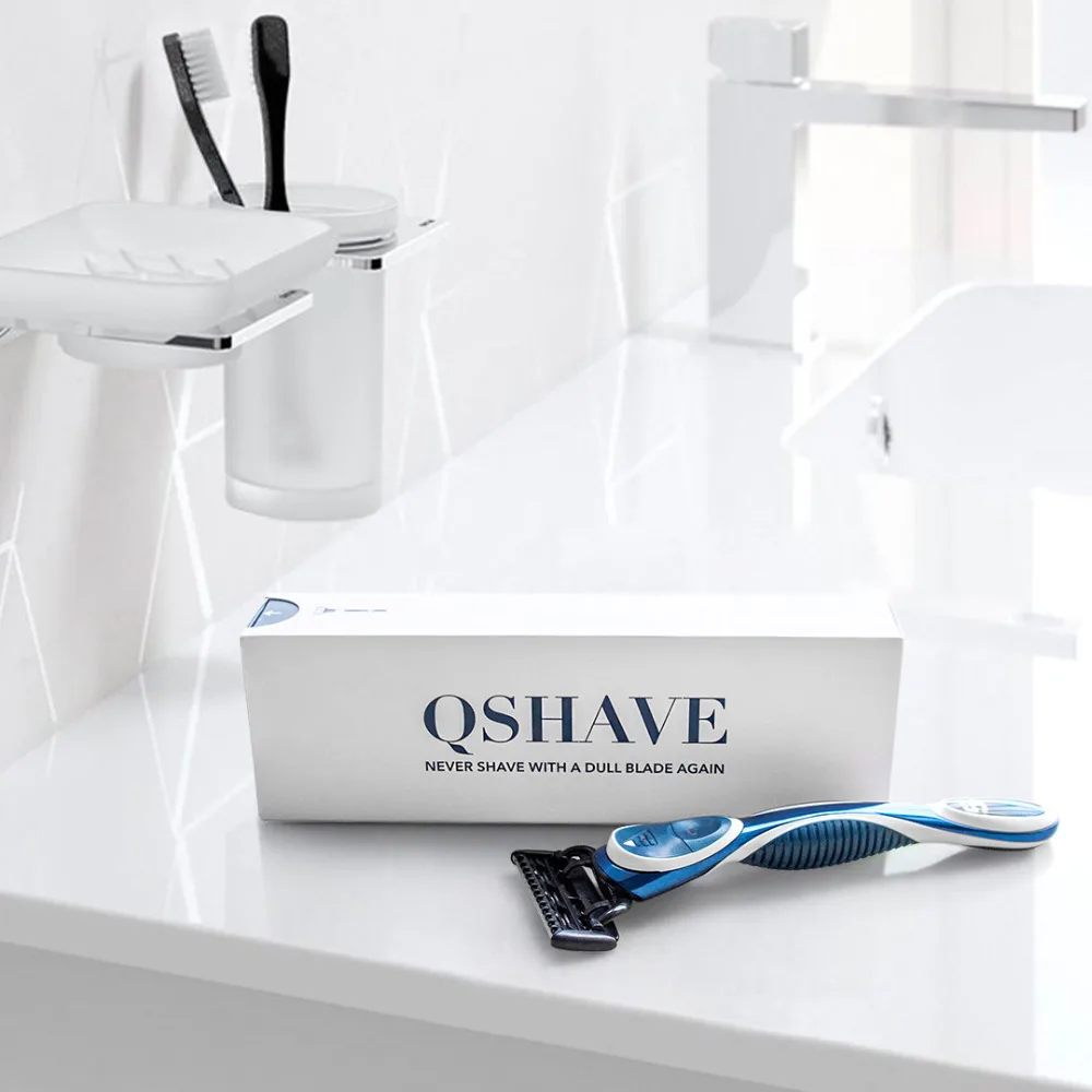 QSHAVE Blue Series 5 Layer USA Blade ручная Бритва для мужчин бритвенный станок с 2 лезвиями X5 имя