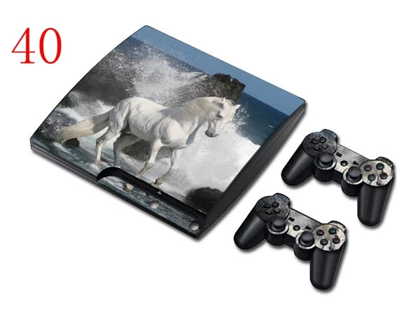 Special Price OSTSTICKER White horse  For PS3 Slim Skin Sticker Cover for Sony PlayStation 3 Console and 2 Controller Skins