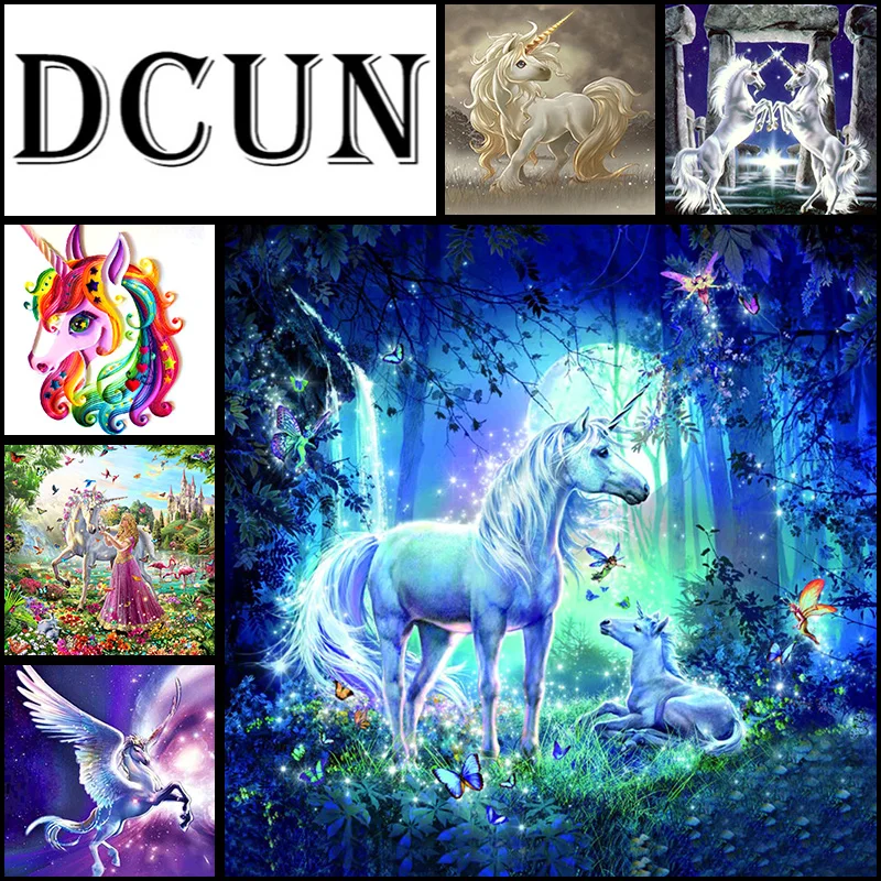 

Unicorn cartoon animal Animal DIY5D diamond painting cross stitch kit mosaic round rhinestoneDiamond embroidery