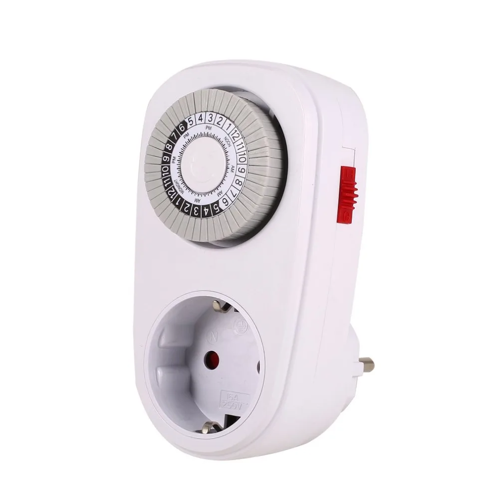 

24 Hours Plug in Mechanical Grounded Programmable Timer Switch Smart Countdown Switch Socket Indoor Auto Power off