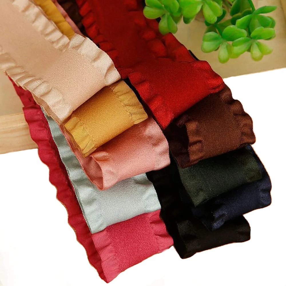 

New 1-1/2 38mm wide ruffled flounce ribbon 10 yards DIY handmade material skirt edge cap edge milled polyester