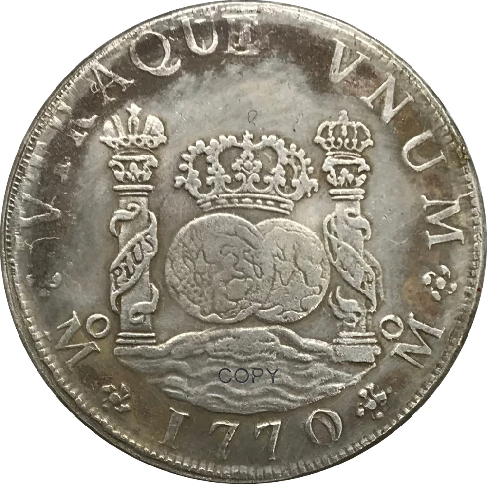1770 Испания 8 MF Reales Fernando VI Monarchi cupronicel покрытые серебром коллекционные изделия имитация монеты