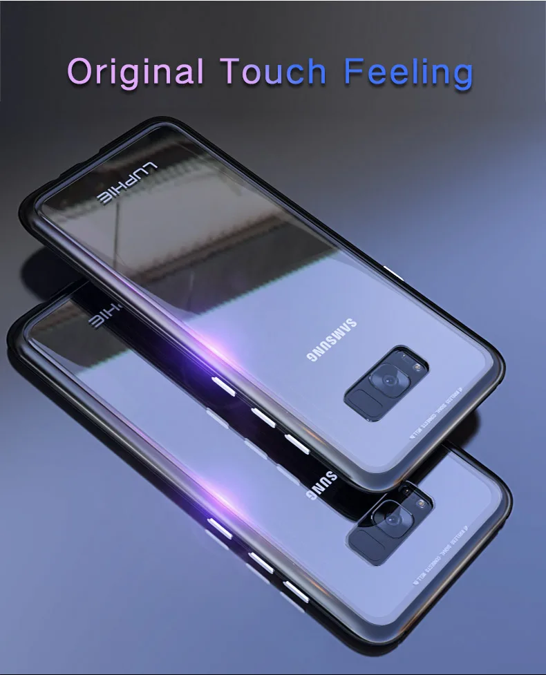 Baratos LUPHIE para Samsung Galaxy S9 S8 Plus S7 Edge Note 8 Note 9 funda Original a estrenar Marco de Metal de aluminio magnético de vidrio templado