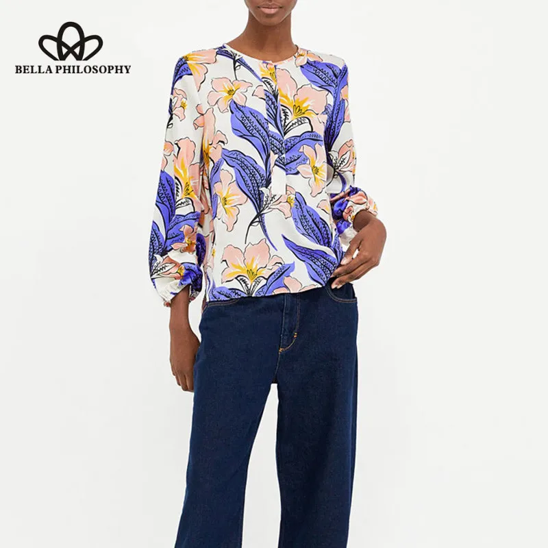 Wonder Spring Long Sleeve Print Blouse Casual Floral Female Retro Blouse Vintage Street Wear Lady Fashion Blouse Tops 2019