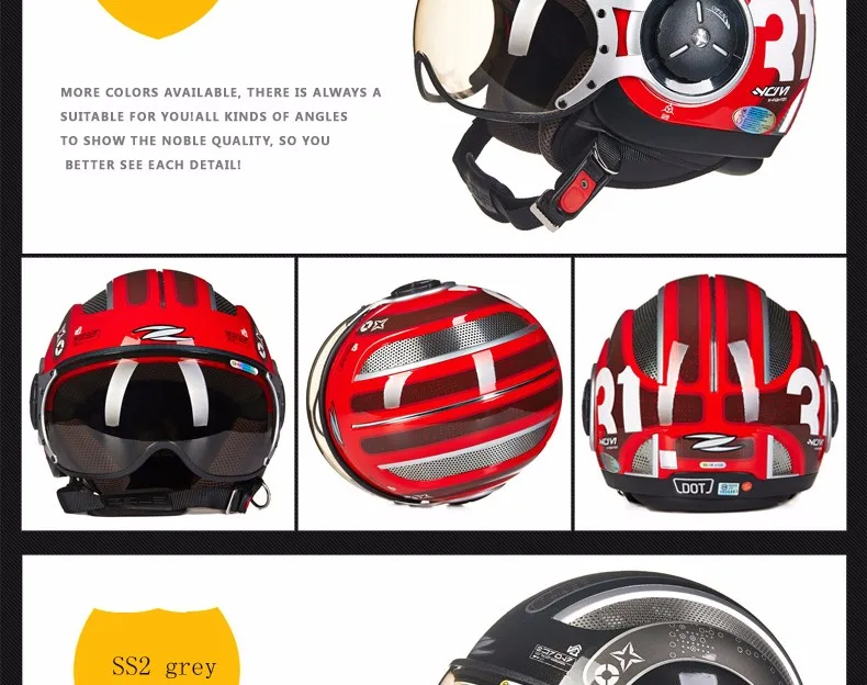 ZEUS 3/4 женский мотоциклетный шлем Jet Ретро полушлем DOT approved 218C Capacete Casco MOTO city road мужские гоночные шлемы