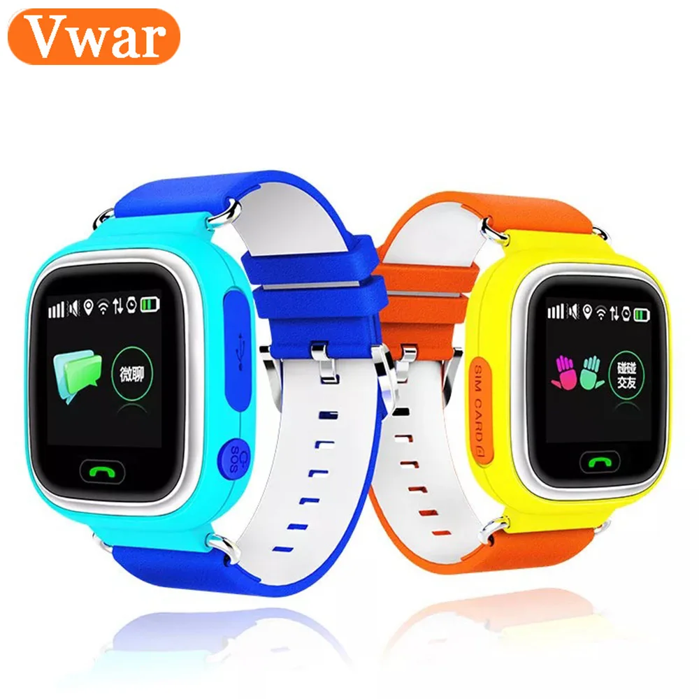 Дешево Детские font b gps b font умные часы Q90 Wifi сенсорный экран Детские умные часы SOS расположение вызова для детей безопасный анти потеря монитор PK Q50 Q528 Q80