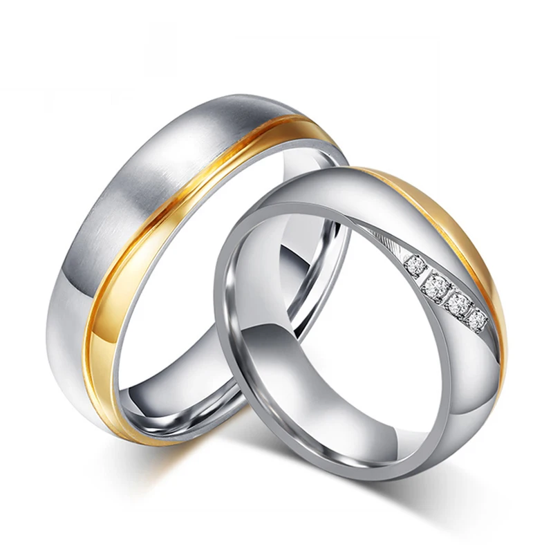 

Anel Masculino Anel Prong Setting Round Cute Lovers' Anillos Engagement Ring Stainless Steel Jewelry Fashion Couple Rings For