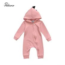 Newborn Baby Boys Girls 3D Dinosaur Hooded Romper Cotton Zipper Long Sleeve Jumpsuit Playsuit Kids One-Piece Outfits Clothes New