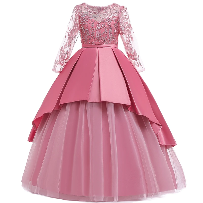 Праздничное платье с длинными рукавами для девочек-подростков; детское праздничное платье принцессы; элегантное платье для девочек 10-12 лет; Прямая поставка