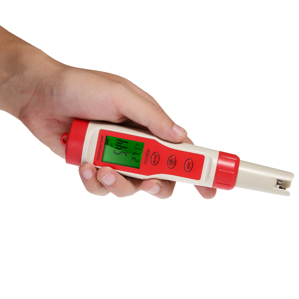 

Yinmik 4 in 1 Water Quality Tester Pen Type pH Meter Professional Acidimeter pH / TDS / EC / TEMP Water Quality Monitor ATC Auto