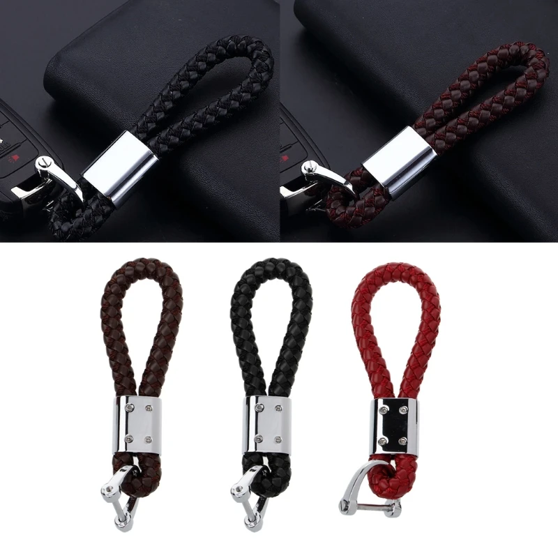 

Braided Leather Strap Universal Key Chain Ring Fobs For Car Chevrolet BMW HONDA KIA