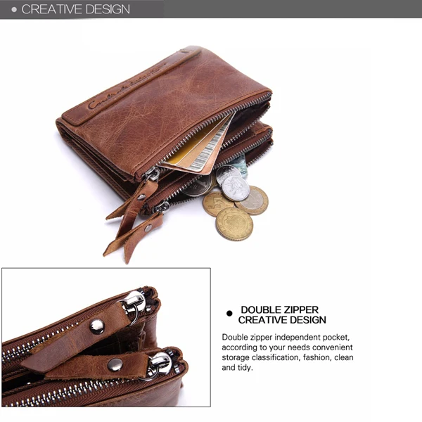 Men Genuine Leather Cowhide Men Vintage Short Wallet