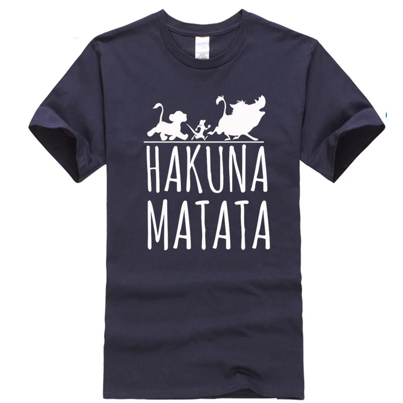 Navy Мужская Повседневная футболка высокого качества из хлопка с принтом hakuna matata, с коротким рукавом, мужская повседневная Летняя футболка с надписью Big Bang Theory - Цвет: Navy