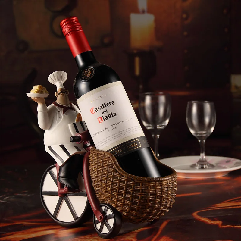 

European resin chef wine rack restaurant Cafe bar creative home decorations ornaments living room table
