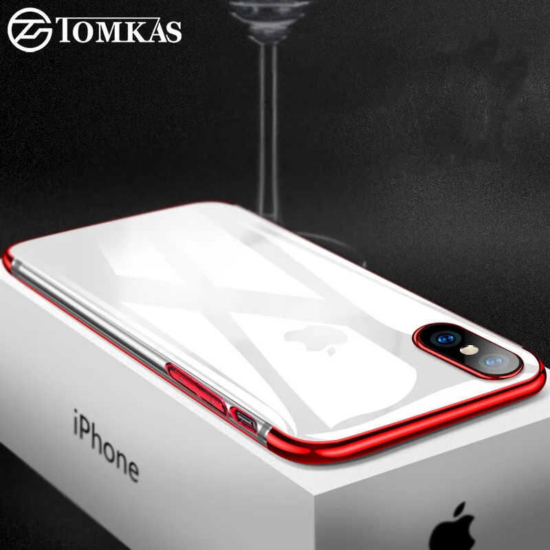 Роскошный чехол TOMKAS для IPhone X 10 Phone 7 8 6 прозрачный с покрытием из ТПУ iPhone S Plus |
