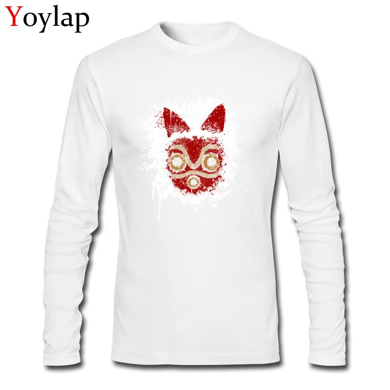 Cute Leisure Tops Tees Mononoke Summer Fall Long Sleeve 100% Cotton Crewneck Boy T-shirts Leisure Tee Shirts Top Quality Mononoke white
