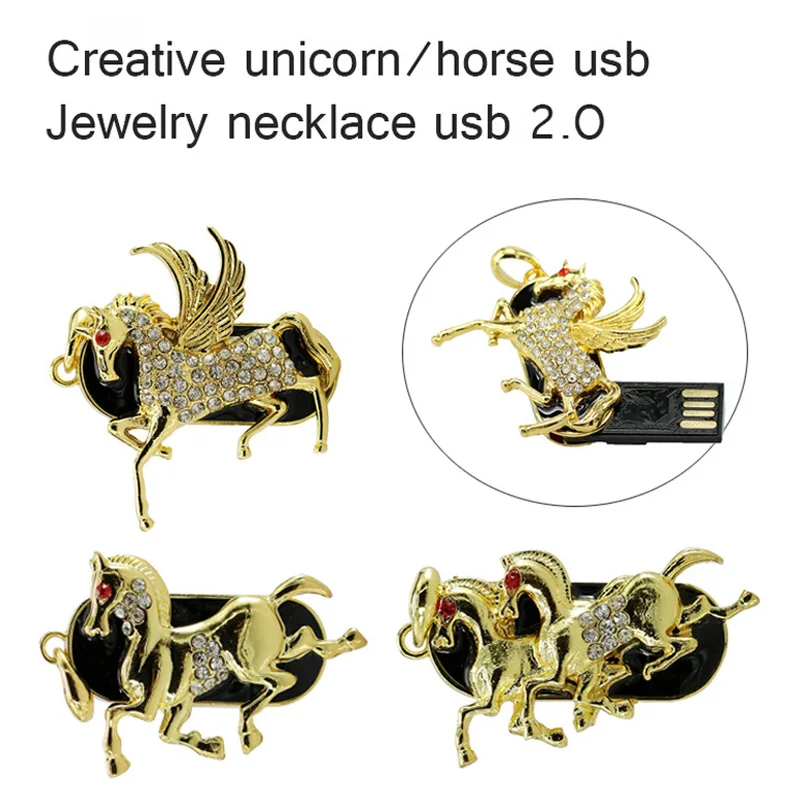 New Metal Crystal Lovely Unicorn model usb 2 0 pen drive 4GB 8GB 16GB 32GB font