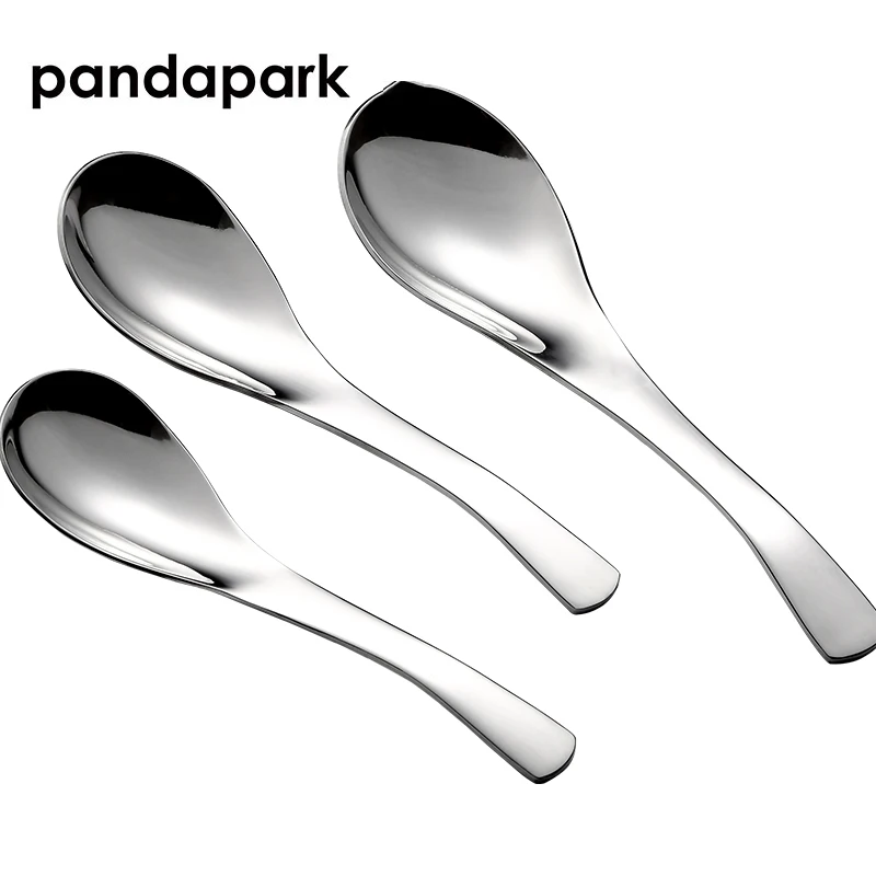 Pandapark 3 piecesstainless Сталь Эрл ложка для риса десерт, мороженое ложкой Кухня серебро Ресторан наборы ложек PPS002