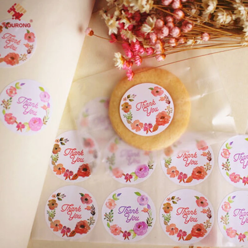 

120Pcs Thank You Round Garden Flower Design Sticker Labels Food Seals, Gift Stickers For Wedding