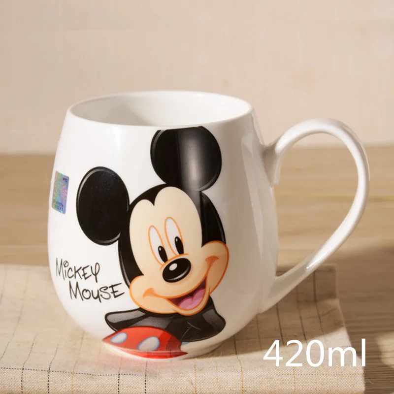 Мультяшная кружка Микки и Минни, керамические чашки для молока, 320 мл/420 мл, креативная Мода для пар, чашка для кофе и воды, милая чашка для завтрака, рождественские подарки - Цвет: Mickey (420ml)