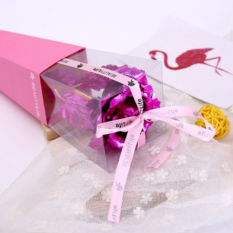Золотая Роза имитация золотой фольги искусственные сушеные цветы подарок с коробкой праздничные вечерние подарки ко дню Святого Валентина