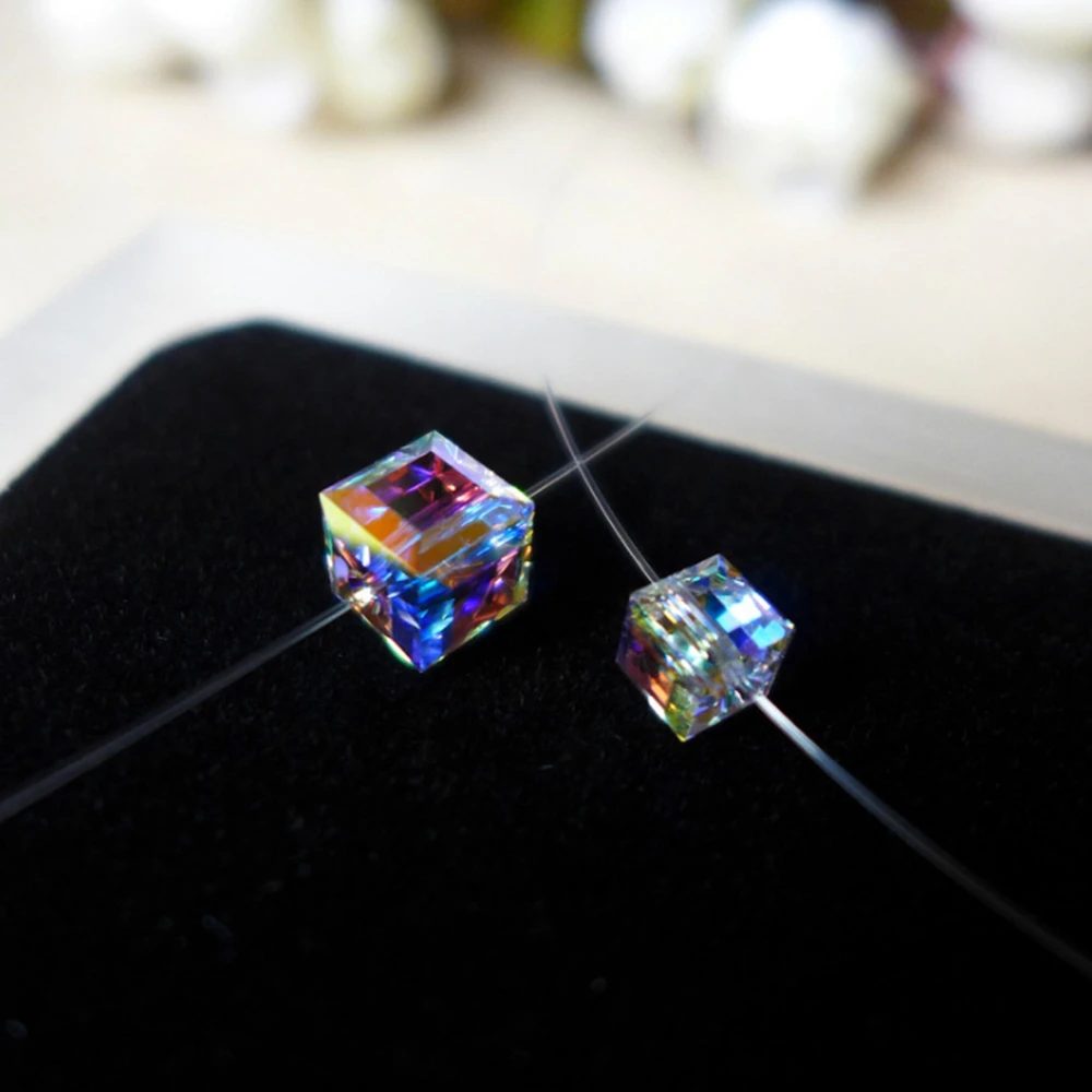 925 Sterling Silver Crystal Cube Цепочки и ожерелья четырехлистного клевера рыба линия s &