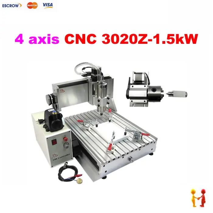 

4 Axis 3D CNC Router CNC Engraving Machine 3020 1500W Water Cooling Spindle Limit Switch