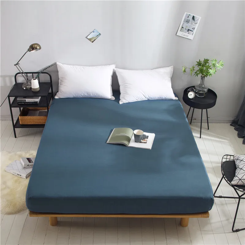 

LAGMTA 1 pc 100% Cotton Fitted Sheet Super Soft Solid Colour Four Corners with Elastic Mattress Cover