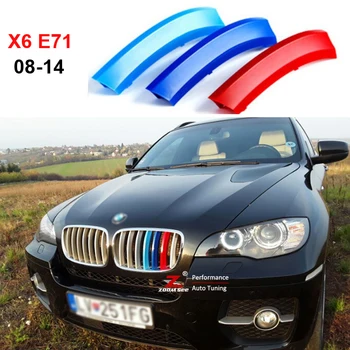 

For 2008-2014 BMW X6 X6M E71 E72 Accessories 3D M Styling Car Front Grille Trim Strips Sport Cover Decoration Stickers