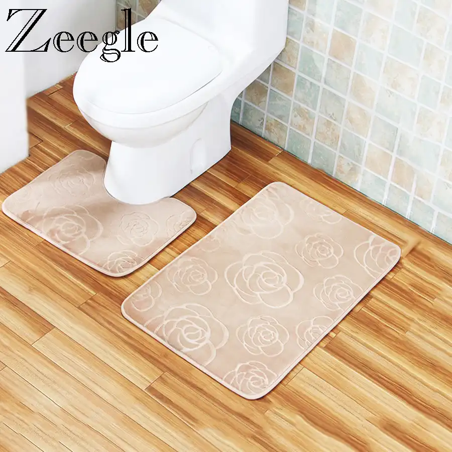 Zeegle Bathroom Bath Mat 3d Toilet Mats Absorbent Rug Bathroom Floor Carpet Toilet Seat Cover Non Slip Toilet Rugs Bath Mat Set Bath Mats Aliexpress