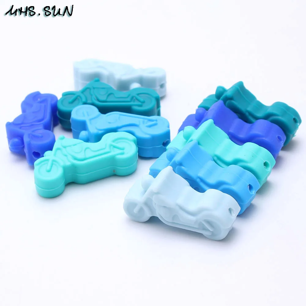 

MHS.SUN Food Grade Silicone Beads Motorcycle Shaped Baby Teething Teether Loose Beads For Chewing Pacifier Chain Necklace Toy