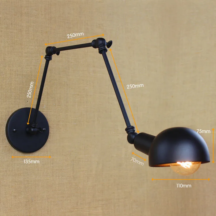 loft black Industrial style Retro vintage sole head of a bed Outlets lobby hotel bedroom Antique decorative wall lamp decor