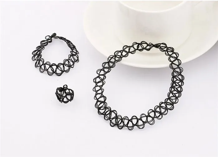 Durable 2016 New Fashion Women Collares Necklaces Black Retro Henna Vintage Elastic Tattoo Choker Stretch Free Shipping (25)