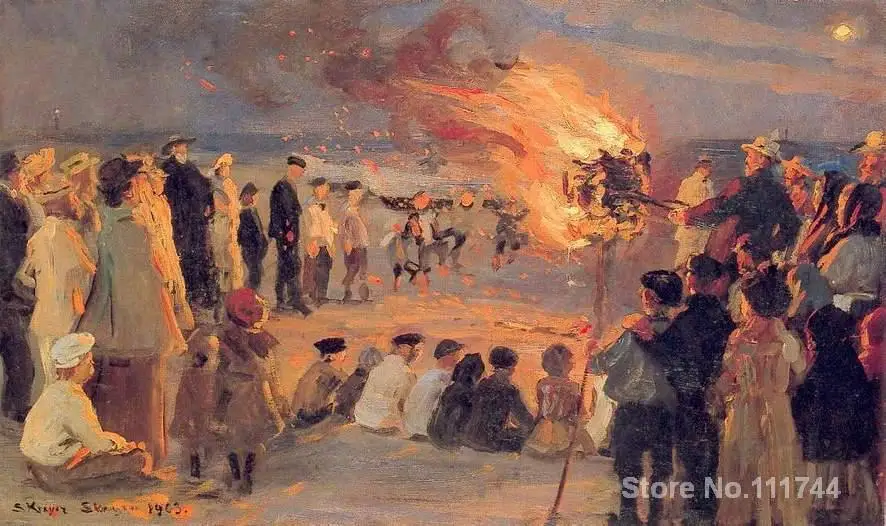 Пляж в Скагене от Peder Severin Kroyer Картина маслом Размножение Высокое качество ручная