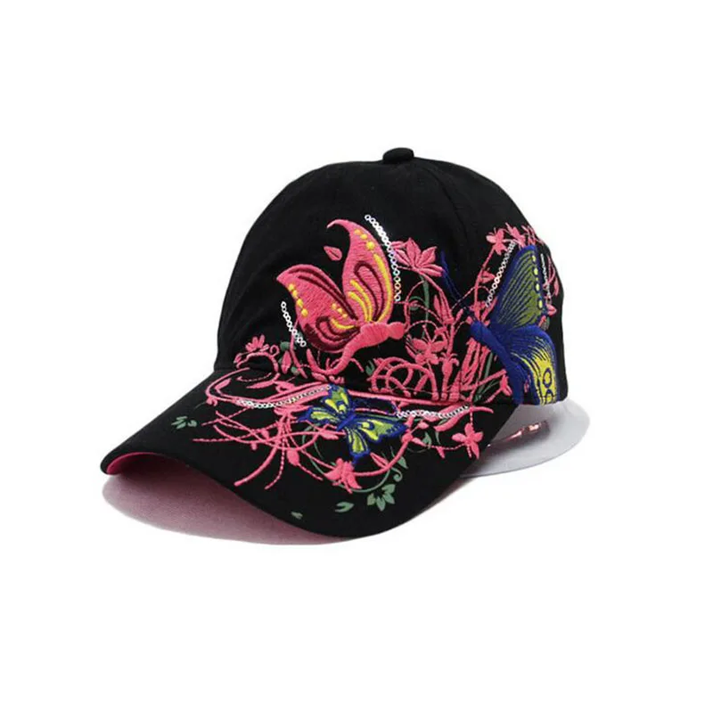 

2014 spring and summer new butterfly embroidered colorful flowers female sun-shading baseball cap female hip-hop hat B308